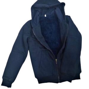 Dark Blue Melton Jacket With Fur